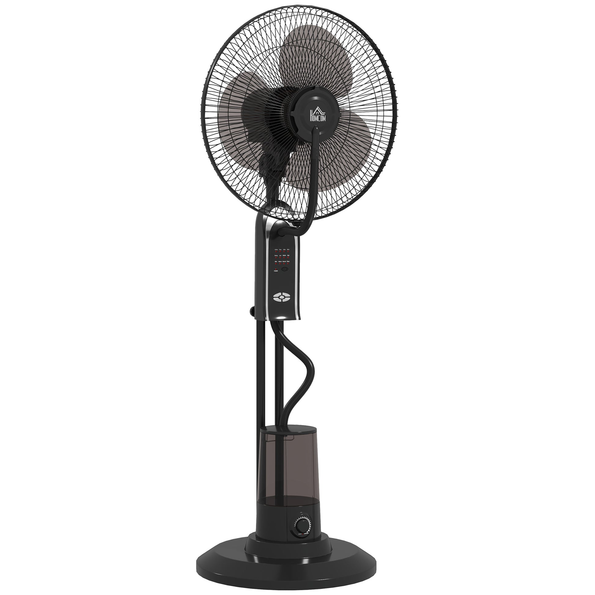 Photo of HOMCOM Pedestal Fan with Water Mist Spray, Spray Misting Fan with 70° Oscillation, Tilt Head, 3 Speeds, 3 Modes, Adjustable Mist, 3.2L Water Tank, for Home, 120 cm in cm colour on a white background