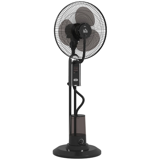 Photo of HOMCOM Pedestal Fan with Water Mist Spray, Spray Misting Fan with 70° Oscillation, Tilt Head, 3 Speeds, 3 Modes, Adjustable Mist, 3.2L Water Tank, for Home, 120 cm in cm colour on a white background