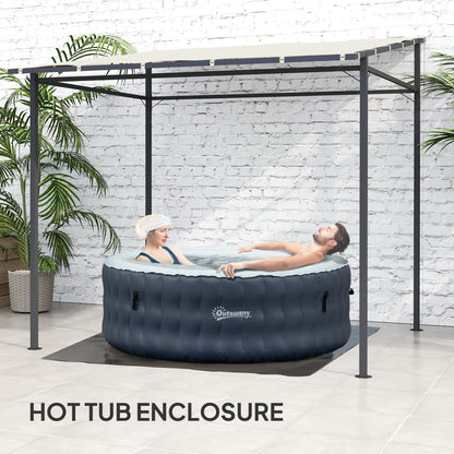 Outsunny pergola with cream canopy sheltering an outdoor hot tub