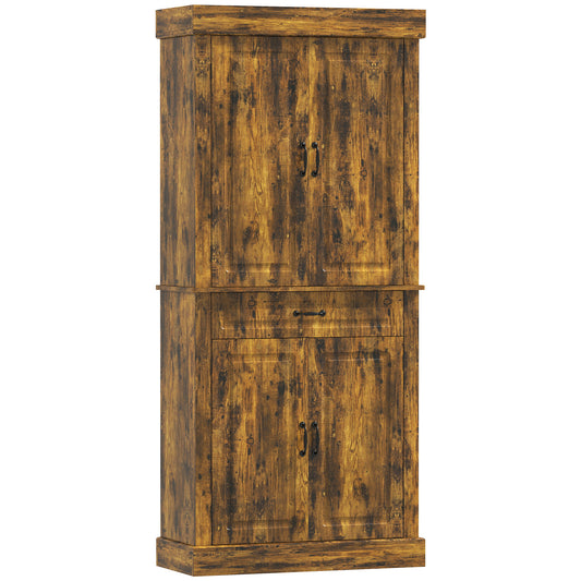 Photo of HOMCOM Tall Kitchen Cupboard, Kitchen Pantry Cabinet with Drawer, Shelves, Brown in Brown colour on a white background
