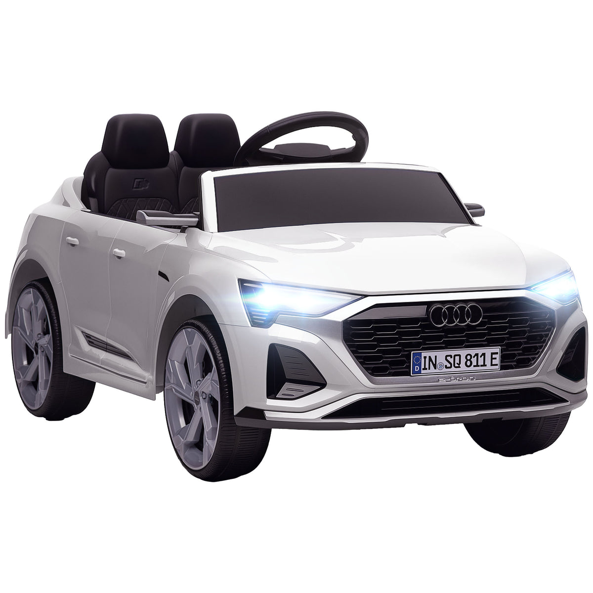 Photo of AIYAPLAY Audi Q8 etron Sportback Licensed Ride on Car with Remote Control, Four-Wheel Suspension, Soft Start for Ages 3-4, White in White colour on a white background