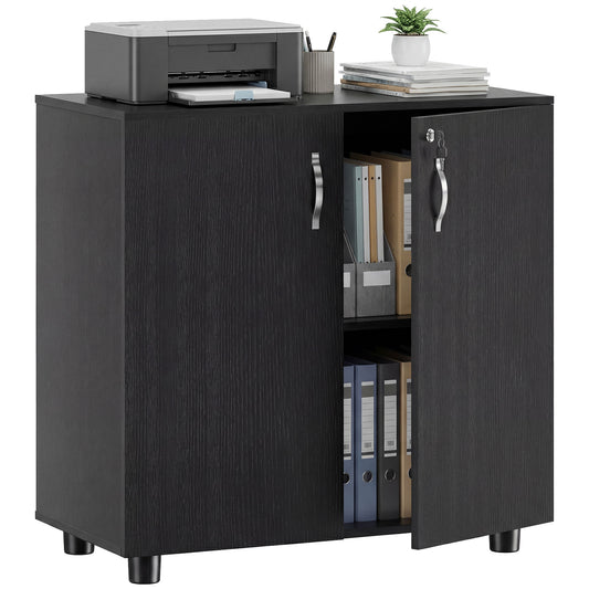 Photo of Vinsetto Two-Tier Locking Office Storage Cabinet - Black in Black colour on a white background