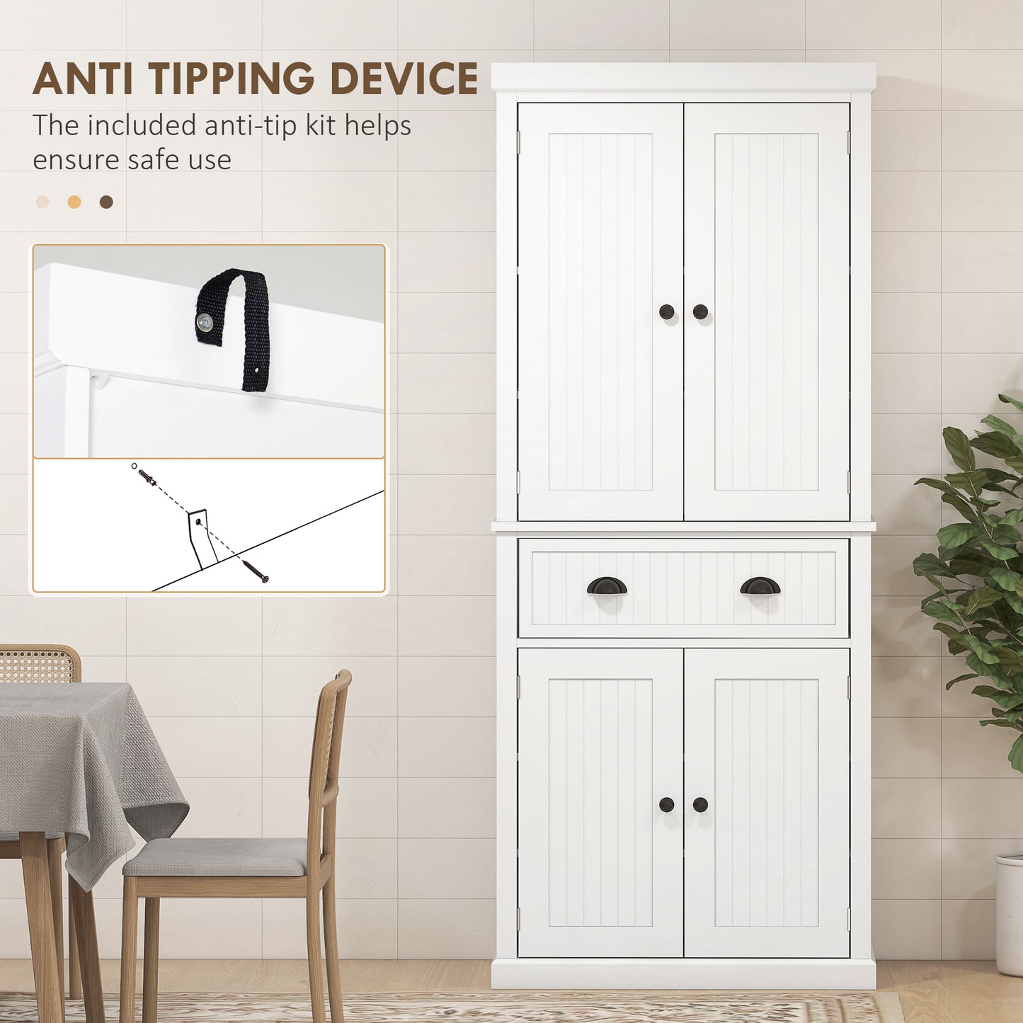 HOMCOM Freestanding Multi-Storage Kitchen Cabinet - White