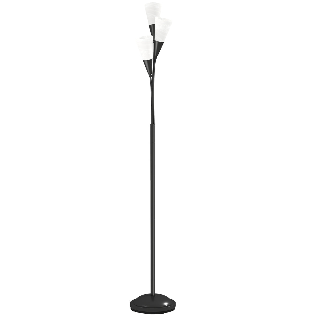 Photo of HOMCOM Modern Standing Lamp, 3-Light Upright Floor Lamps for Living Room, Black in Black colour on a white background