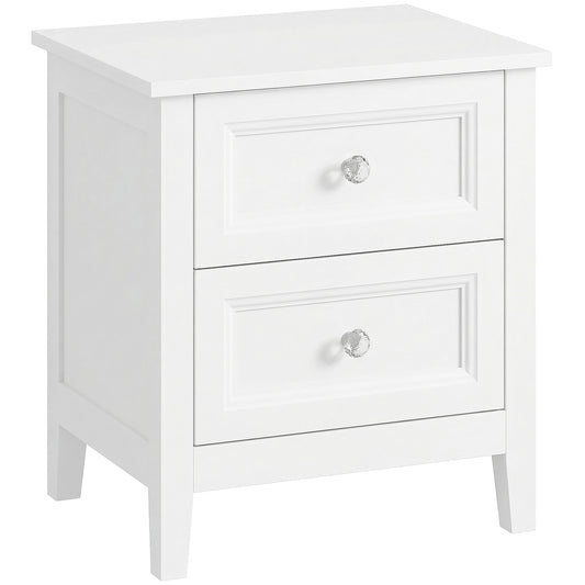 Photo of HOMCOM Nightstand with 2 Drawers Modern Bedside Table for Bedroom Living Room White in White colour on a white background