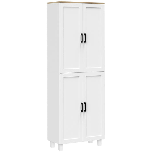 Photo of HOMCOM Freestanding Kitchen Cupboard, 4-Door Storage Cabinet Organiser with Adjustable Shelves White Wood Effect in Effect colour on a white background
