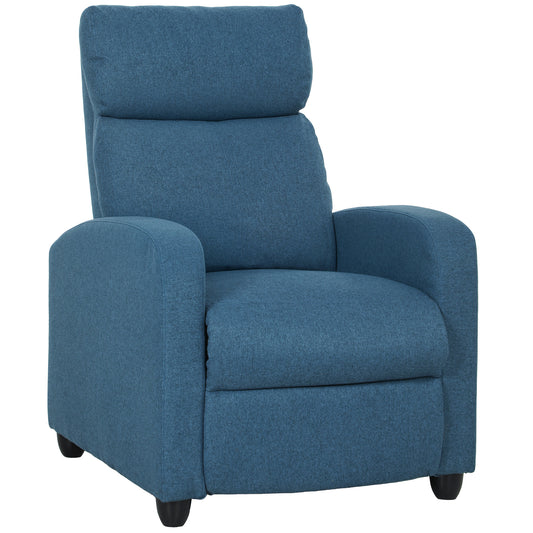 Photo of HOMCOM 135° Push Back Recliner Armchair, with Footrest - Blue in Blue colour on a white background