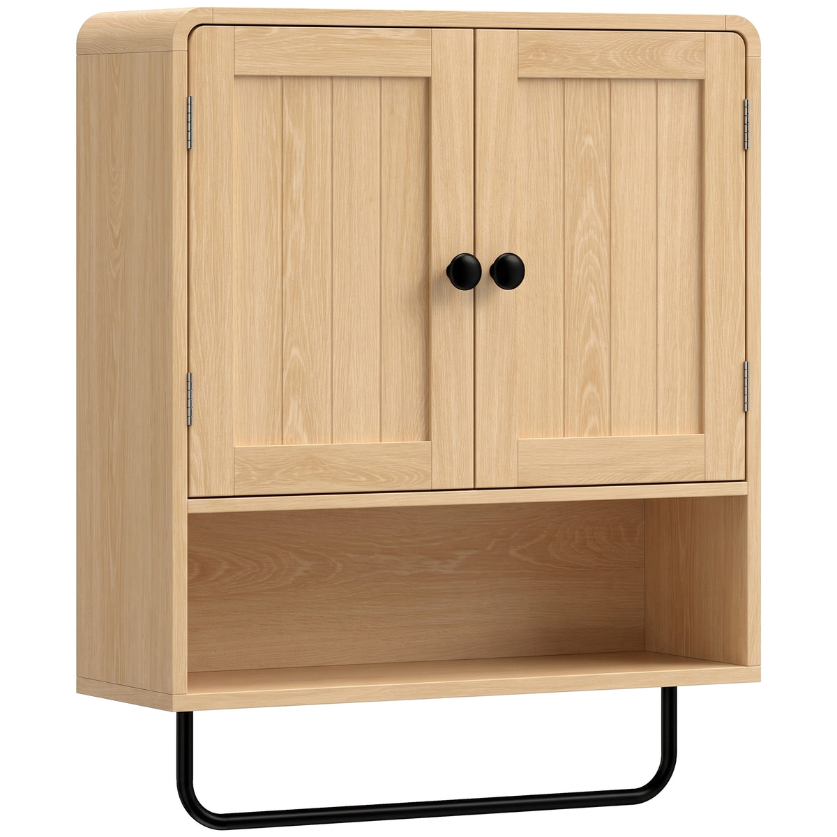 Photo of HOMCOM Bathroom Cabinet Wall Mounted, Bathroom Wall Cabinet with 2 Doors, Adjustable Shelf Storage for Toilet, Oak in Oak colour on a white background