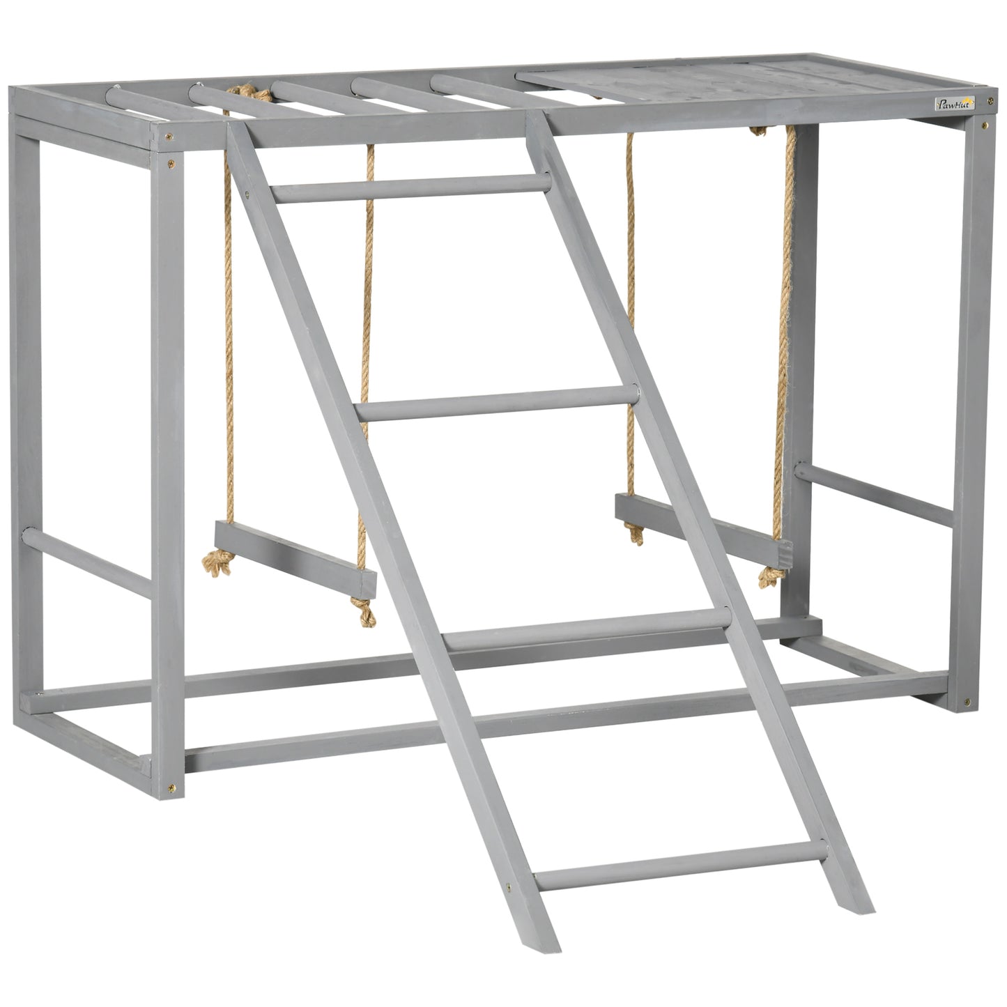Photo of PawHut Chicken Activity Play with Swing Set for 3-4 Chickens, Wooden Chicken Coop, Grey in Grey colour on a white background