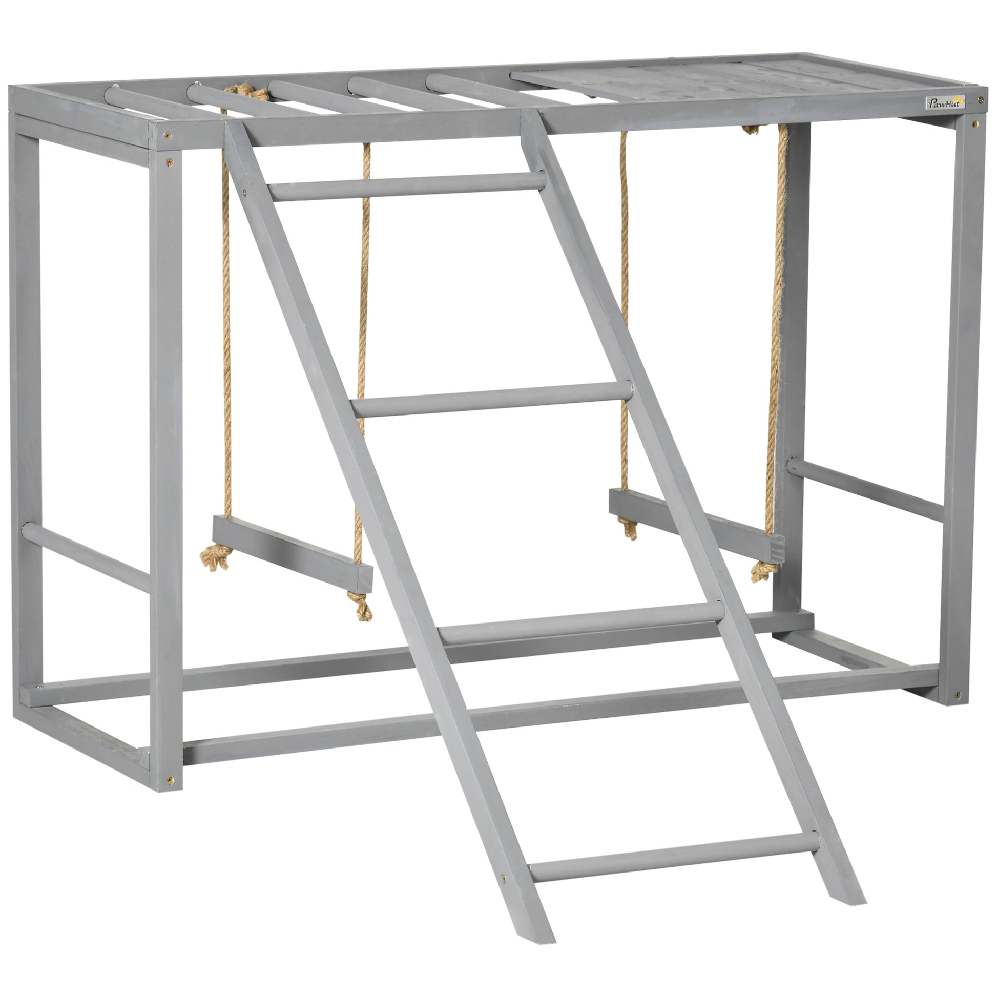 Photo of PawHut Chicken Activity Play with Swing Set for 3-4 Chickens, Wooden Chicken Coop, Grey in Grey colour on a white background