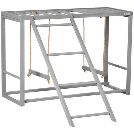 Photo of PawHut Chicken Activity Play with Swing Set for 3-4 Chickens, Wooden Chicken Coop, Grey in Grey colour on a white background