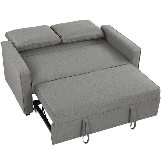 Photo of HOMCOM Double Sofa Bed Click Clack Sofa Bed Pull Out Bed with Adjustable Backrest for Living Room and Bedroom Grey in Grey colour on a white background