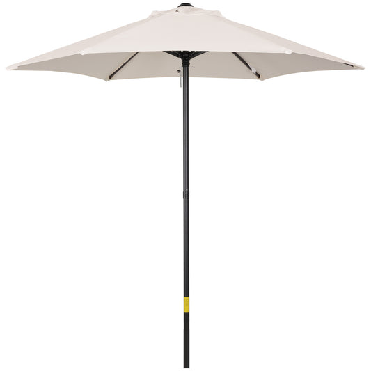 Photo of Outsunny 2m Garden Parasol Umbrella, Outdoor Sun Shade with 6 Sturdy Ribs for Balcony, Bench, Garden, Cream White in White colour on a white background