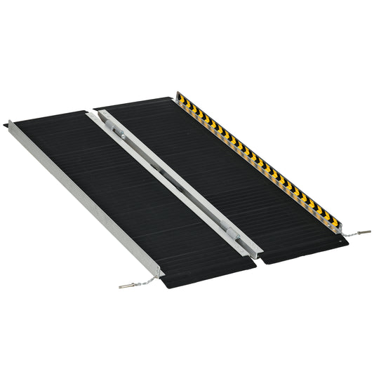 Photo of HOMCOM Wheelchair Ramp, 122L x 73Wcm, 272KG Capacity, Folding Aluminium Threshold Ramp with Non-Skid Surface, Transition Plates Above and Below for Home, Steps, Stairs, Curbs, Doorways in Doorways colour on a white background