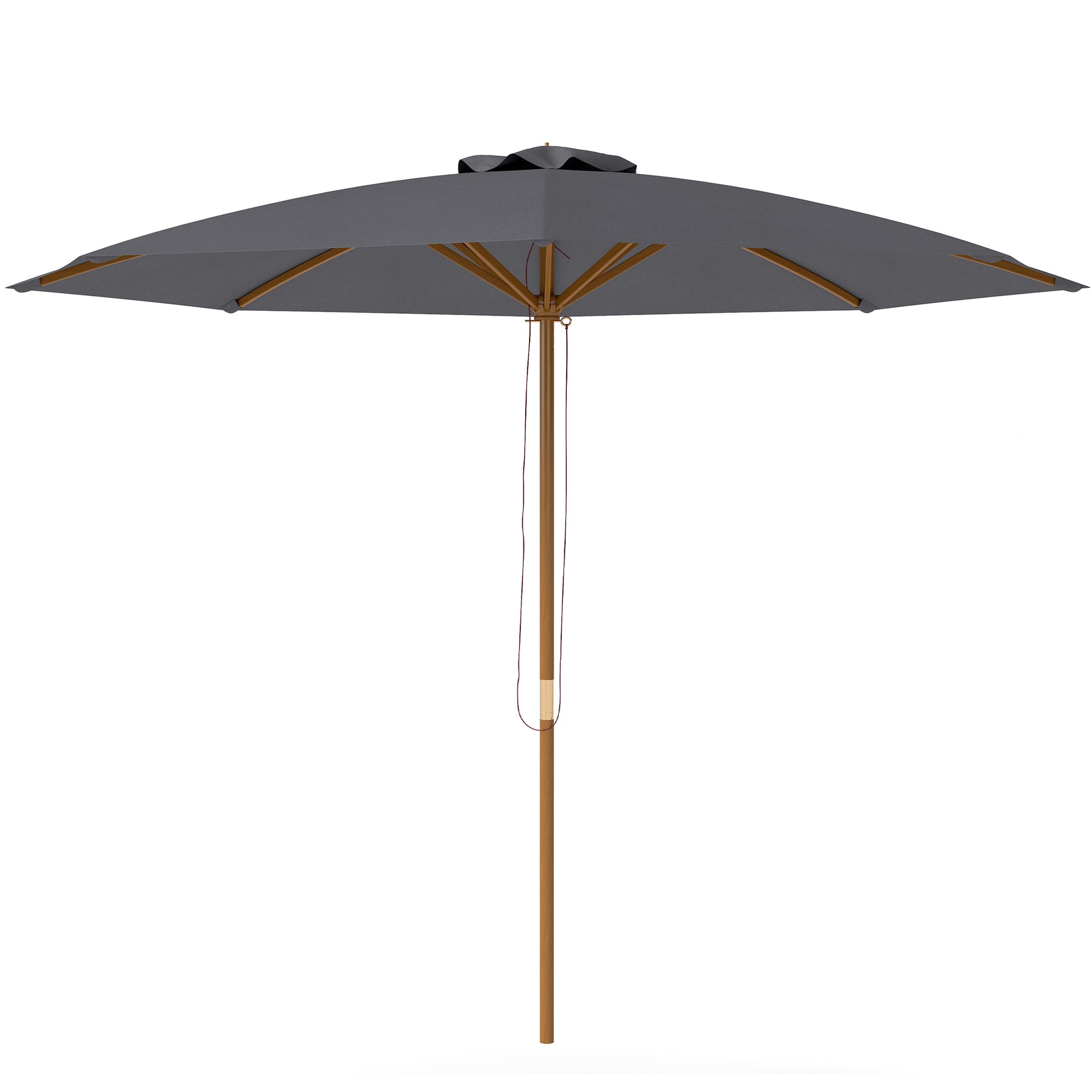 Photo of Outsunny 3m Wood Pole Parasol Umbrella - Grey in Grey colour on a white background