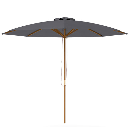 Photo of Outsunny 3m Wood Pole Parasol Umbrella - Grey in Grey colour on a white background
