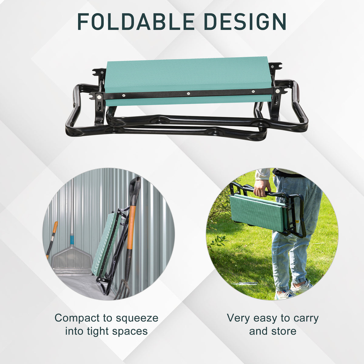 Outsunny garden kneeler seat folded flat for carrying and compact storage