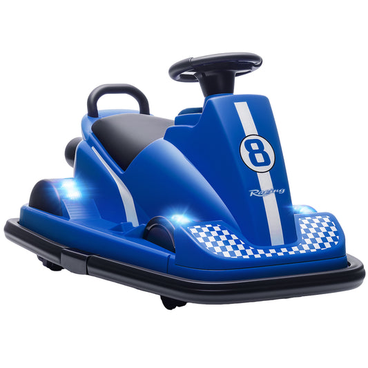 Photo of AIYAPLAY Kids Bumper Car, 360° Rotation Spin Electric Waltzer Car with LED Lights, Music for Ages 3-8 Years Old, Blue in Blue colour on a white background