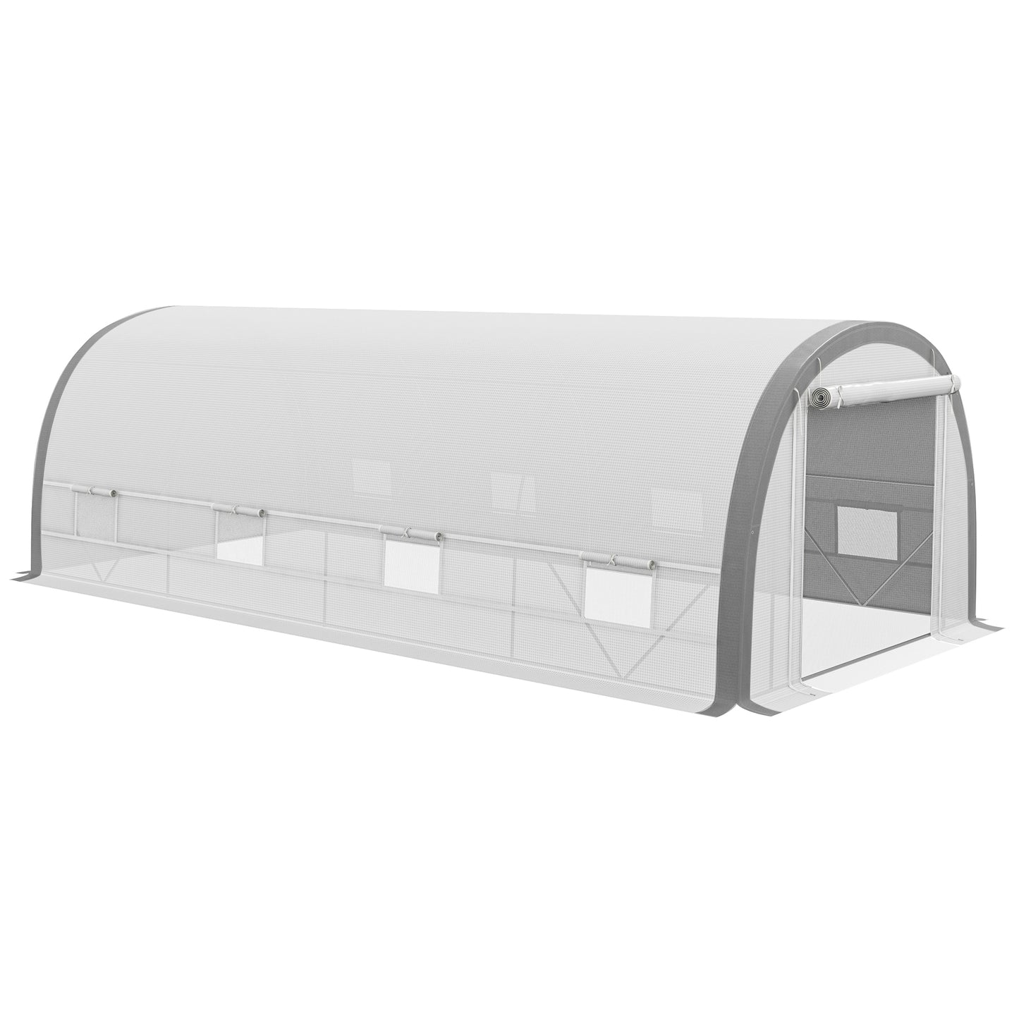 Photo of Outsunny 6x3m Polytunnel Greenhouse for Seedlings & Plants Upgraded Structure Mesh Door Windows, White in White colour on a white background