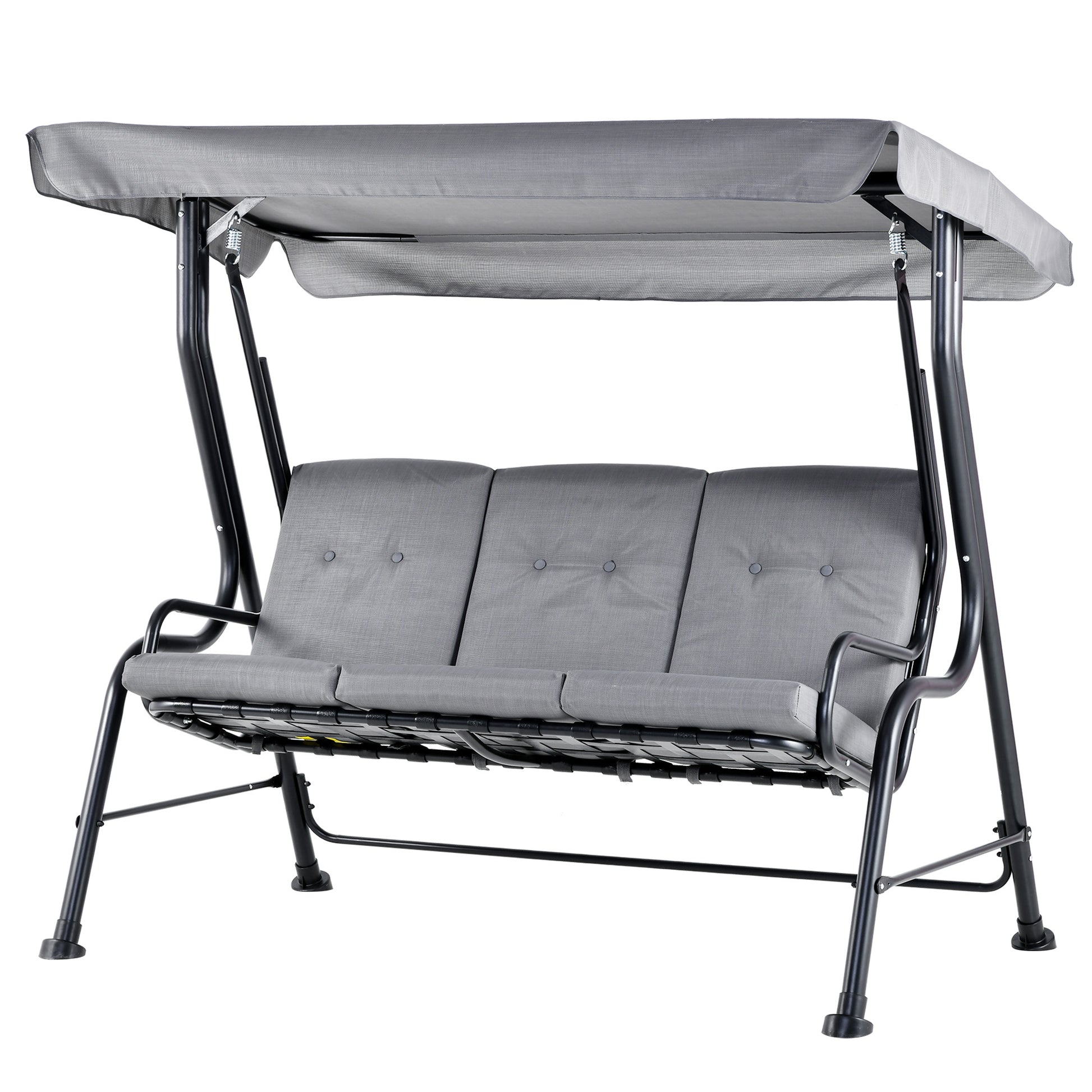 Photo of Outsunny Outdoor 3-person Metal Porch Swing Chair Bench, Grey in Grey colour on a white background