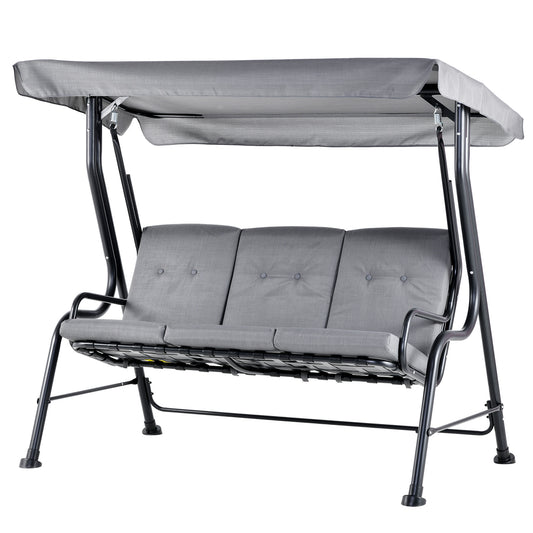 Photo of Outsunny Outdoor 3-person Metal Porch Swing Chair Bench, Grey in Grey colour on a white background