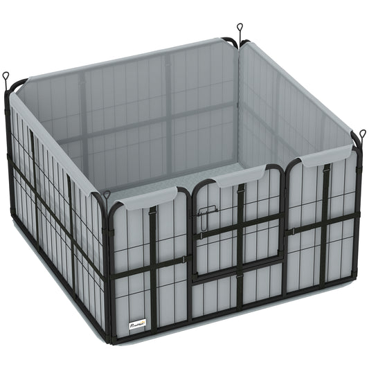 Photo of PawHut Steel Dog Whelping Box with Washable Whelping Pad, Wind-Resistant Cloth, for Small, Medium Dogs, 102 x 102 x 60cm in 60cm colour on a white background