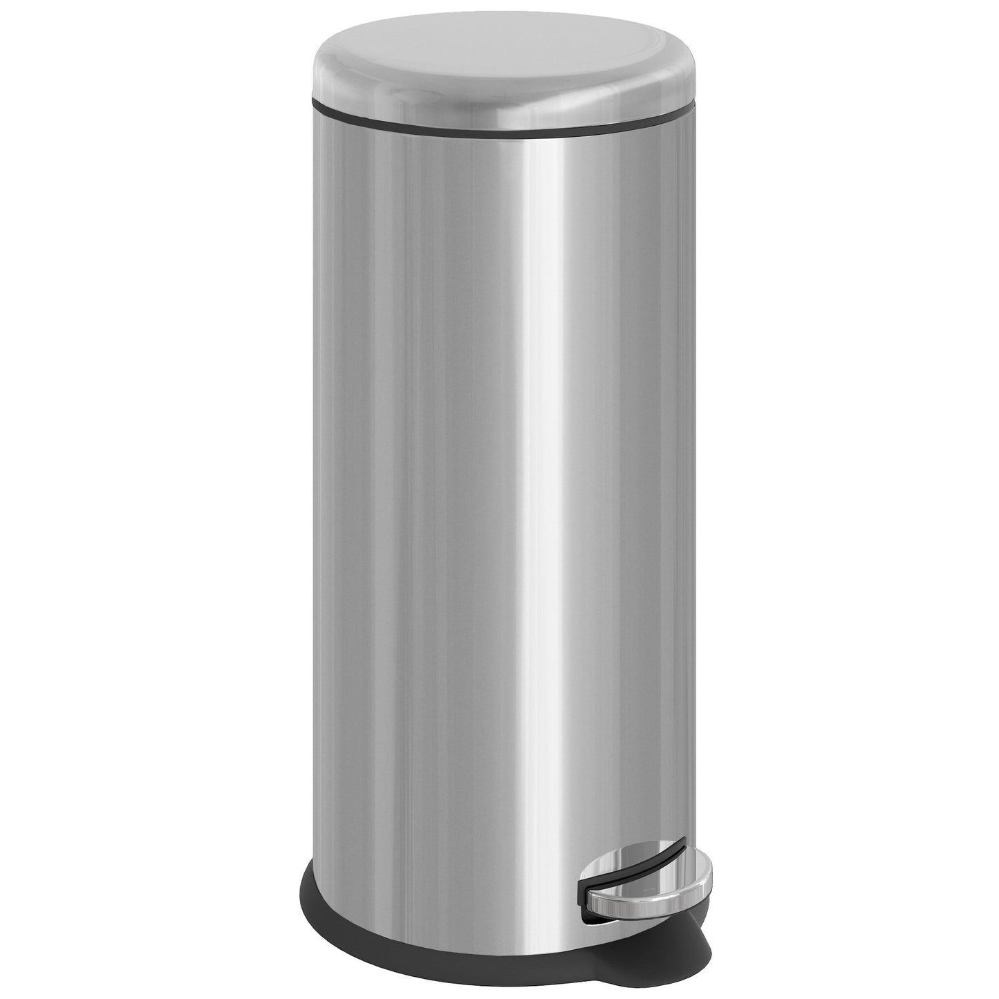 Photo of HOMCOM Foot Pedal Bin Stainless Steel Metal Waste Rubbish Lid Kitchen Garbage 30L Silver in Silver colour on a white background