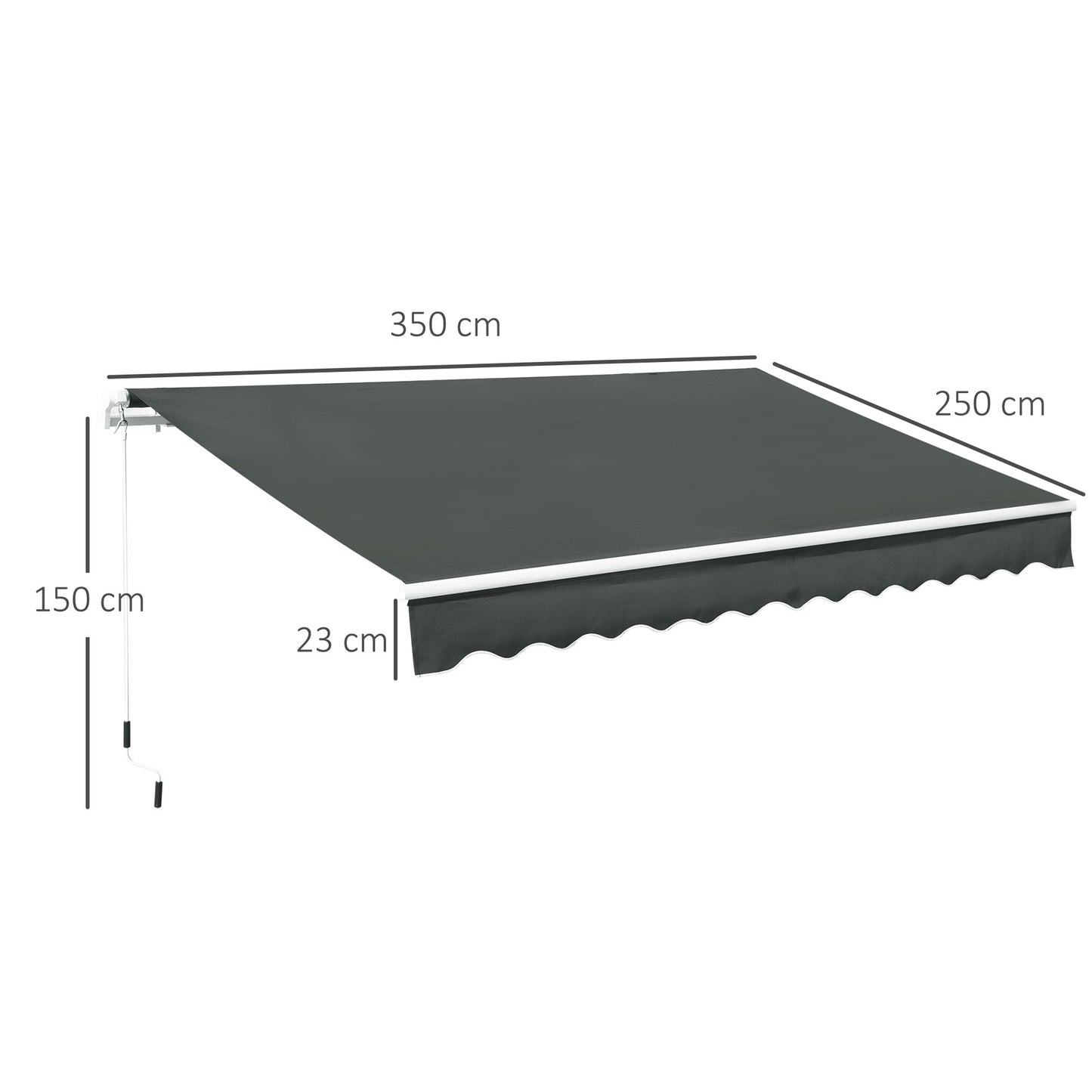 Outsunny 3.5M x 2.5M Manual Awning Canopy Retractable Sun Shade Shelter for Garden Patio