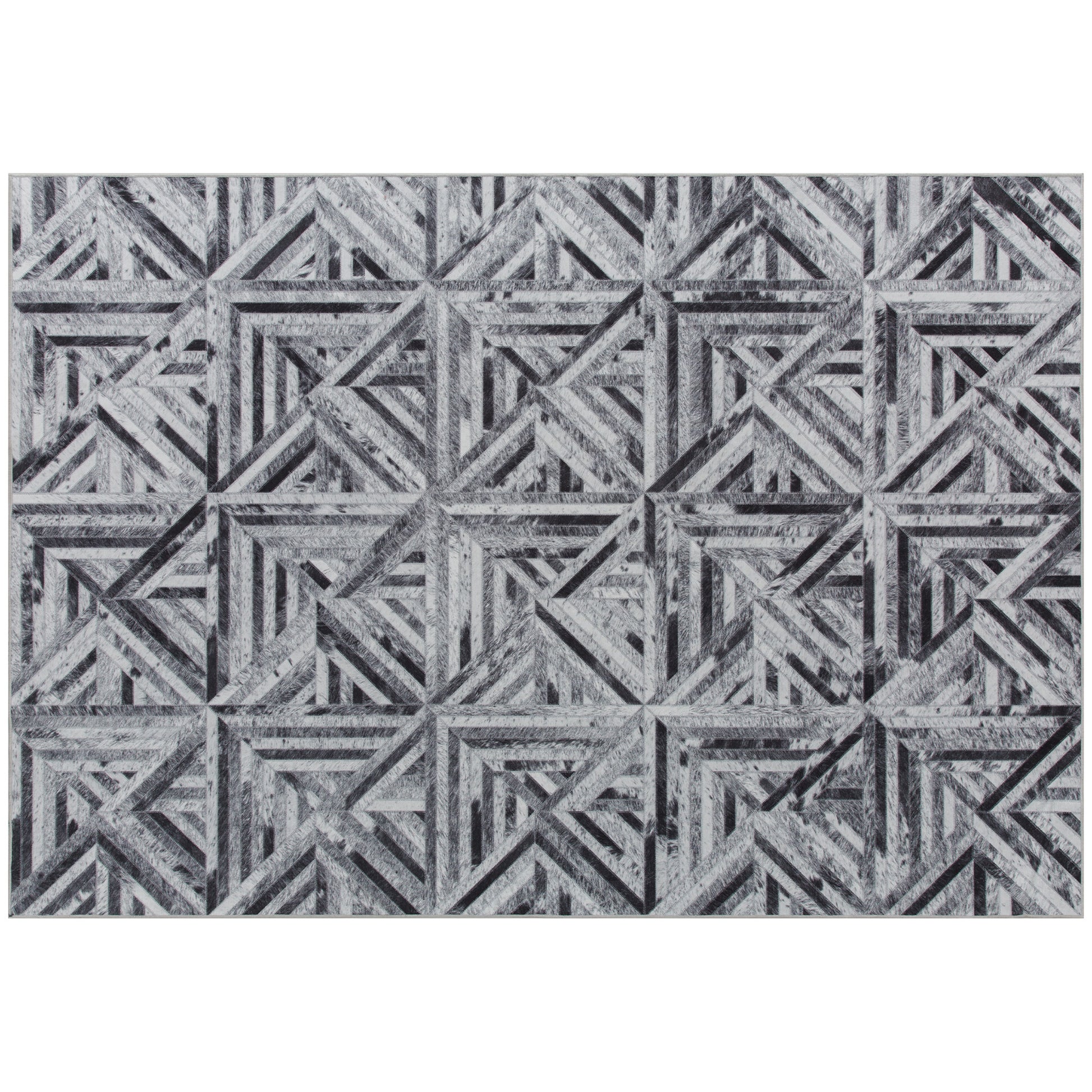 Photo of HOMCOM Modern Area Rug, Triangle Pattern Non-Slip Washable Rug, Chenille Floor Carpet for Living Room, Bedroom, Dining Room, Home Office, 170 x 120 cm, Black in Black colour on a white background