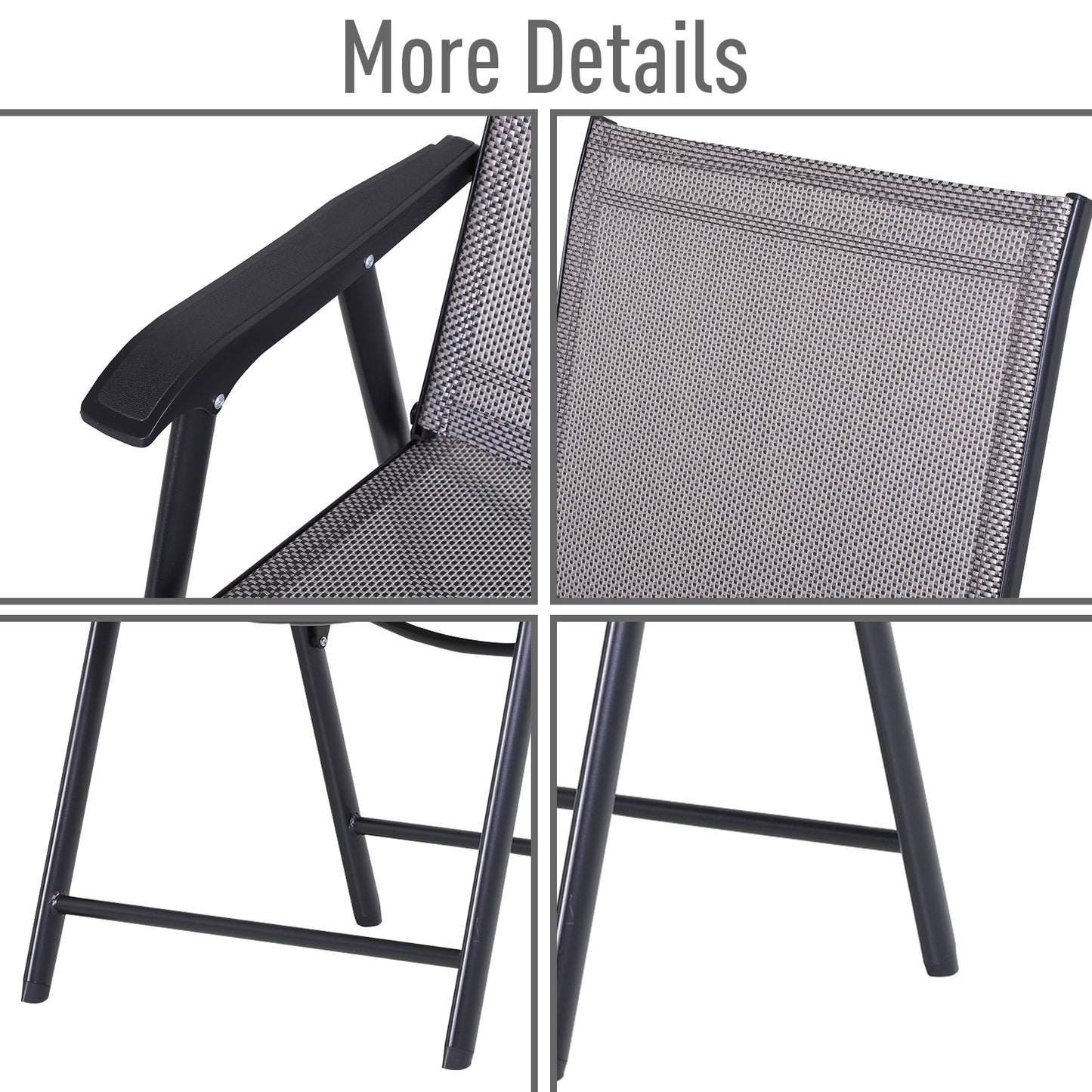 Outsunny Set of Six Folding Garden Chairs - Grey