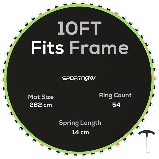 Photo of SPORTNOW Trampoline Replacement Mat with Spring Pull Tool, 54 V-Hooks, for 10ft Trampoline using 14cm Springs, Green in Green colour on a white background