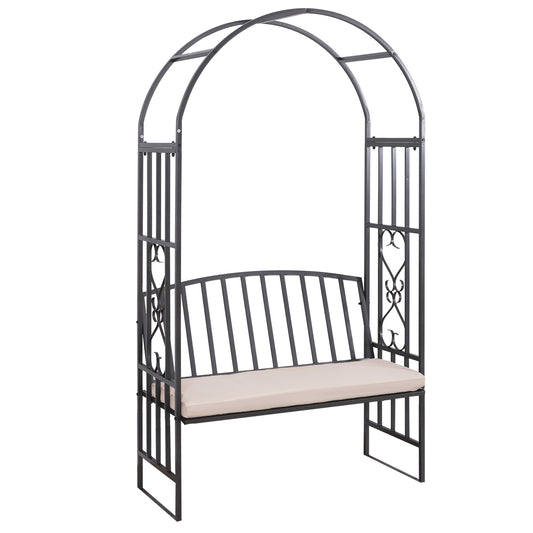 Photo of Outsunny Metal Frame Bench W/Arch, 114Lx60Wx206H cm-Grey in cm-Grey colour on a white background