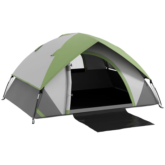 Photo of Outsunny Two Man Single Room Dome Tent, with Accessories - Green/Grey in Green/Grey colour on a white background
