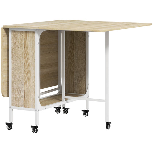 Photo of HOMCOM Six-Person Drop Leaf Dining Table - Natural/White in Natural/White colour on a white background