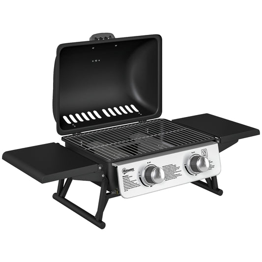 Photo of Outsunny Two-Burner Compact Gas Grill - Black in Black colour on a white background