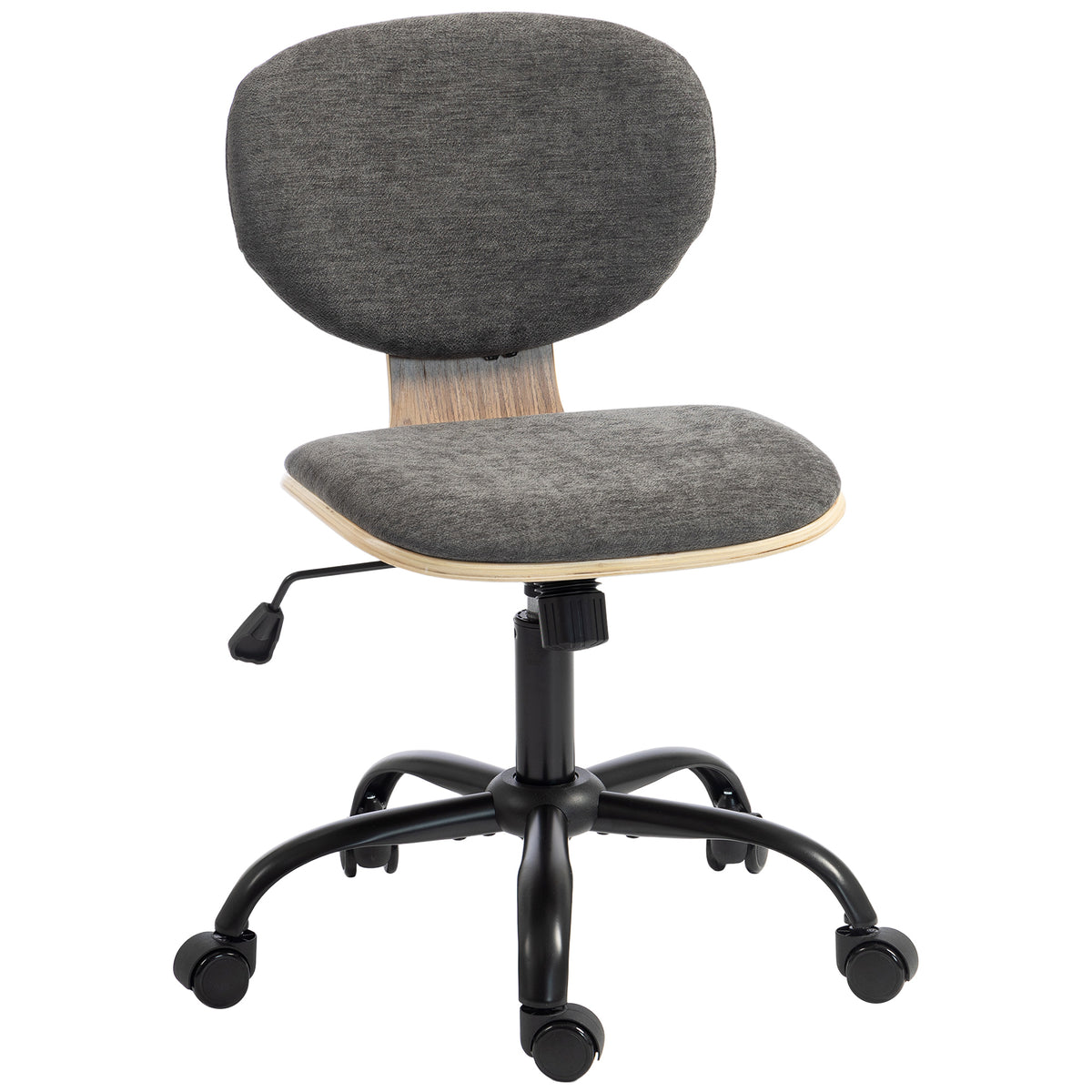 Photo of HOMCOM Home Office Desk Chair Rocking Function Ergonomic Swivel Chair with PU Wheels, Grey in Grey colour on a white background