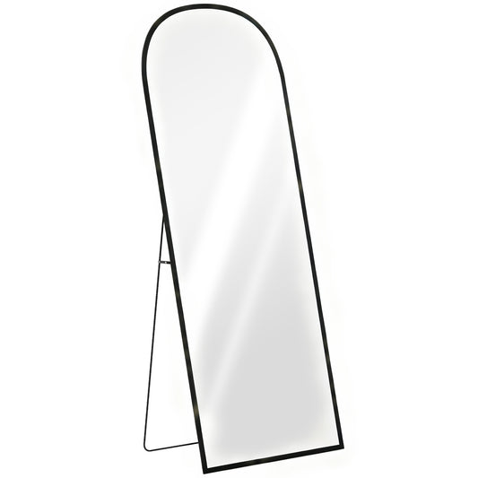 Photo of HOMCOM 165cm Aluminium Frame Standing Mirror - Black in Black colour on a white background