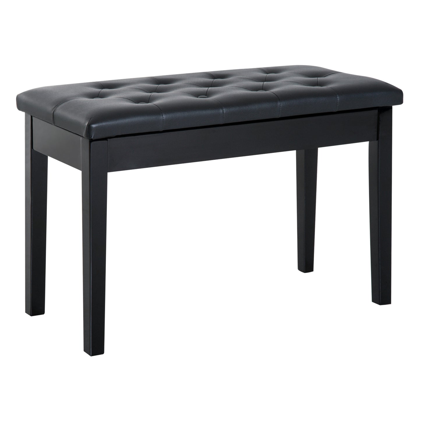 Photo of HOMCOM PU Leather Upholstered Piano Stool Makeup Stool Bench Dressing Table Seat with Storage 76x36x50cm, Black in Black colour on a white background