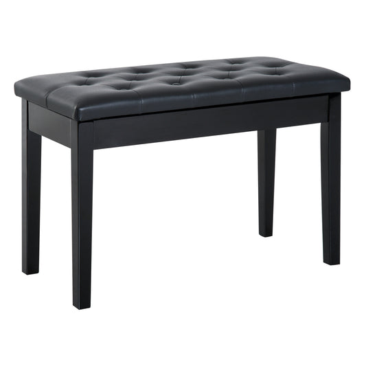 Photo of HOMCOM PU Leather Upholstered Piano Stool Makeup Stool Bench Dressing Table Seat with Storage 76x36x50cm, Black in Black colour on a white background