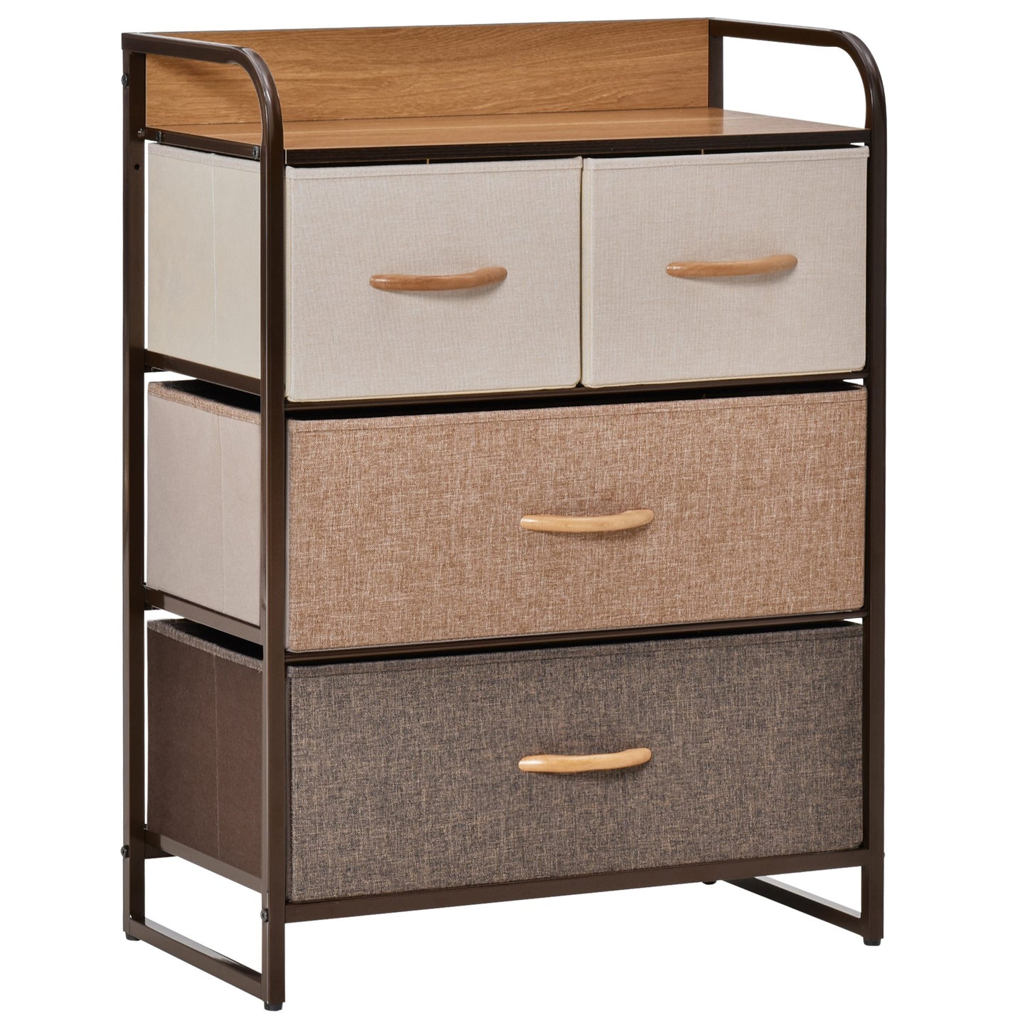 Photo of HOMCOM 4-Drawer Dresser, 3-Tier Storage Organizer, Tower Unit for Bedroom Hallway Closets with Steel Frame Wooden Top in Top colour on a white background