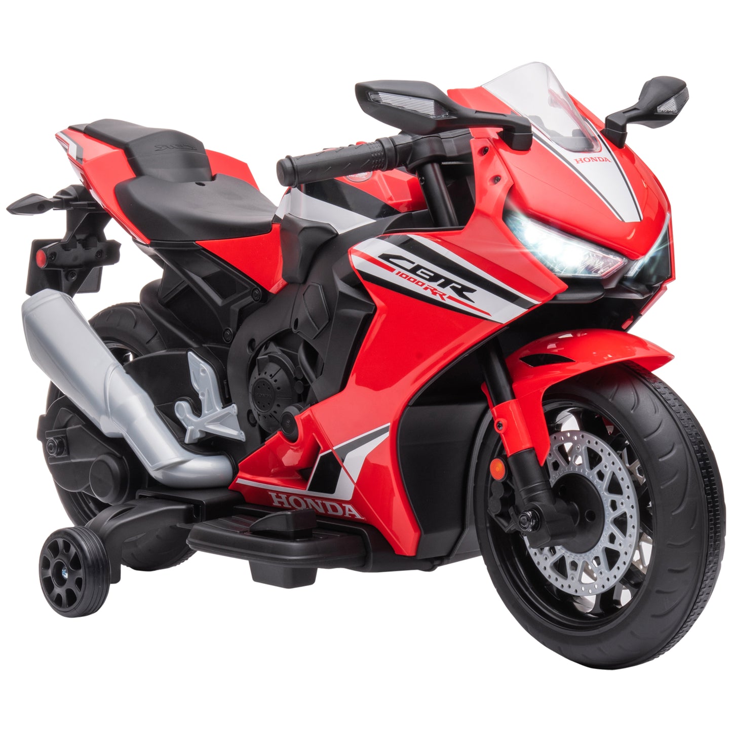 Photo of HOMCOM 6V Honda Licensed Kids Motorcycle w/ Music, Training Wheels - Red in Red colour on a white background