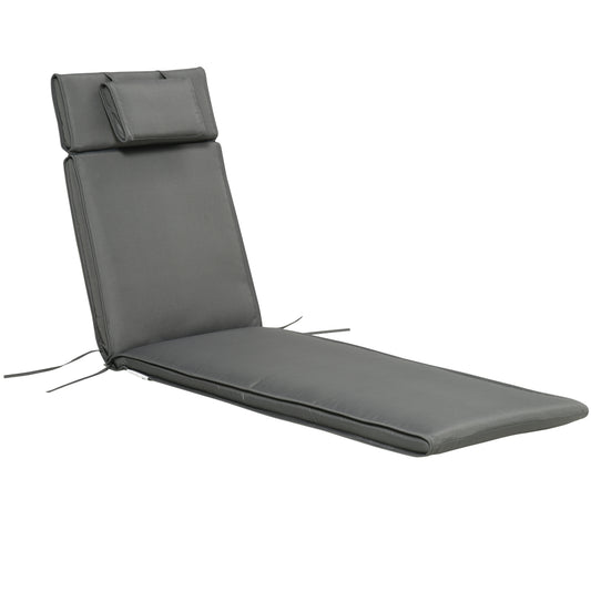 Photo of Outsunny Garden Sun Lounger Cushion Replacement Soft Sunbed Reclining Chair Relaxer Pad with Pillow, Cushion ONLY - Grey in Grey colour on a white background