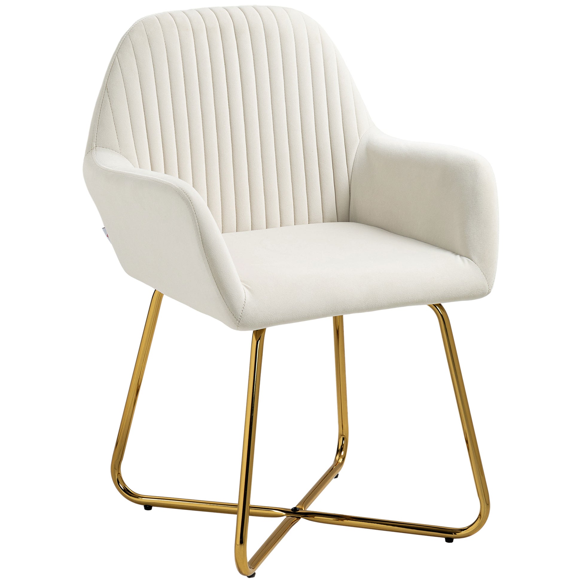 Photo of HOMCOM Modern Arm Chair Upholstered Accent Chair with Metal Base for Living Room Cream White in White colour on a white background