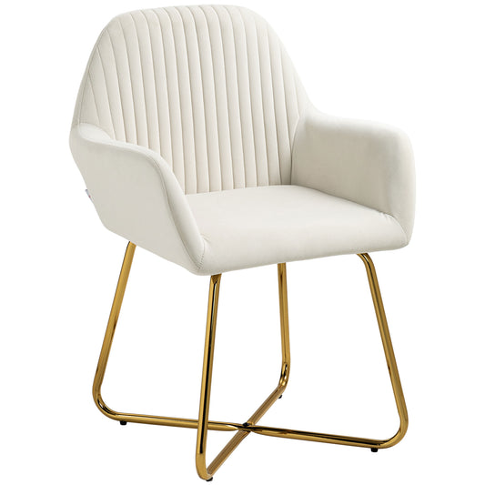 Photo of HOMCOM Modern Arm Chair Upholstered Accent Chair with Metal Base for Living Room Cream White in White colour on a white background