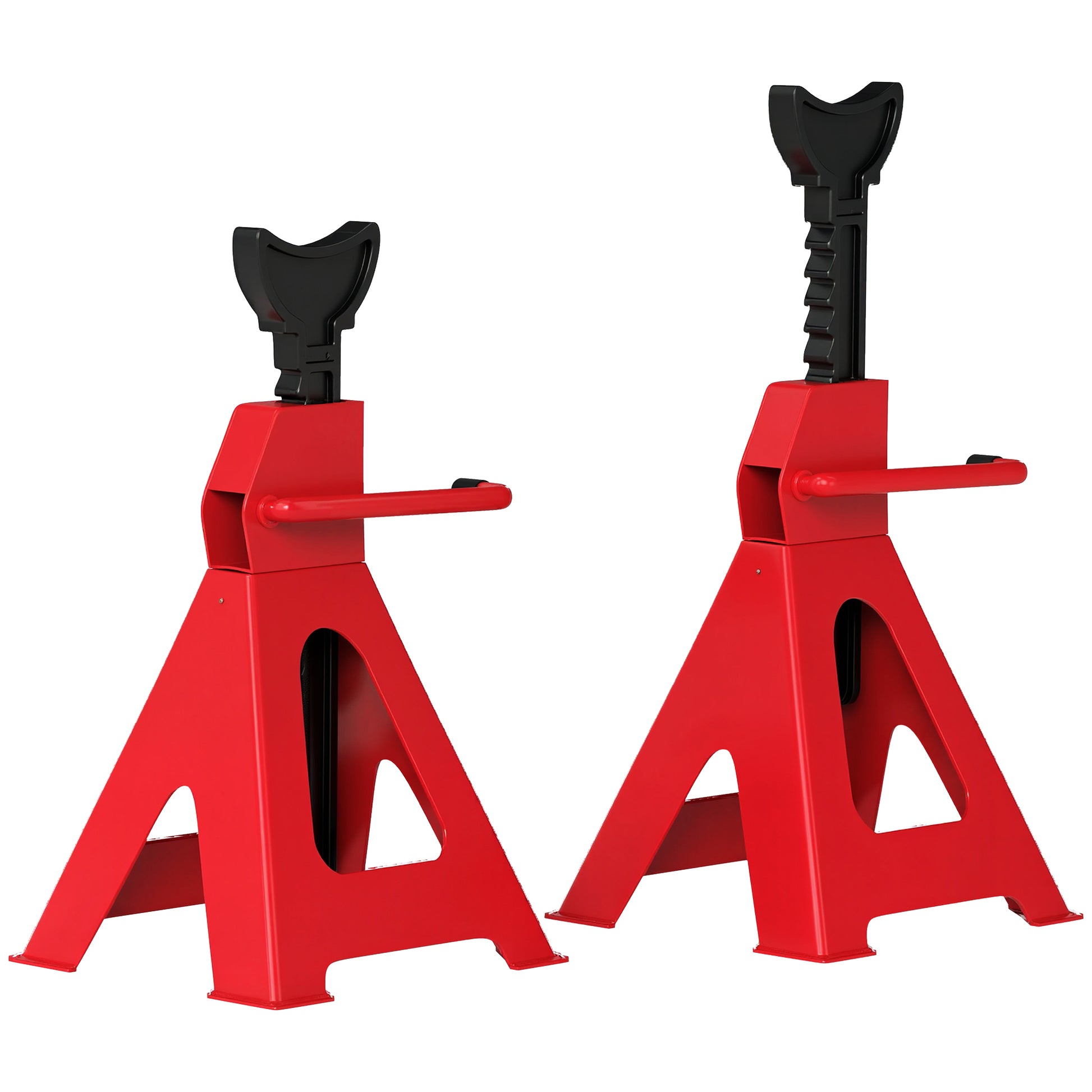 Photo of HOMCOM Axle Stands 6 Ton Car Jack Stands Pack of 2, 38.5-60 cm Height Adjustable Support Jack Stand, Heavy Duty Car Lift Tool for Vehicles, Caravans, Workshops, Garages, Red in Red colour on a white background