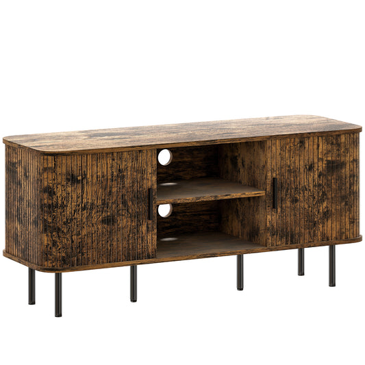 Photo of HOMCOM TV Stand Cabinet for TVs up to 55 Inches, TV Unit with Storage Shelves and Cupboard for Living Room, Rustic Brown in Brown colour on a white background