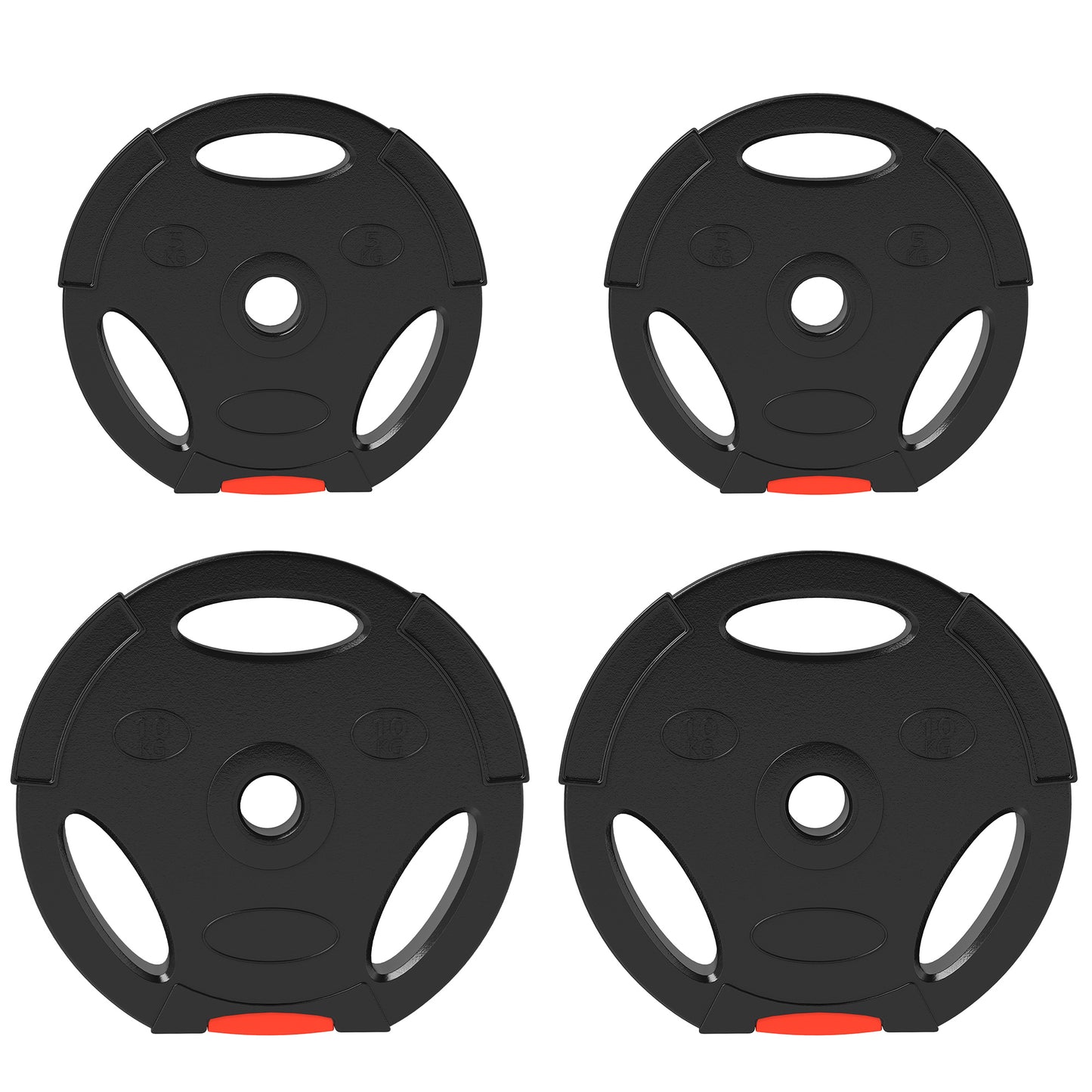 Photo of SPORTNOW Weight Plates Set, with Two 10kg and Two 5kg weights, Black in Black colour on a white background