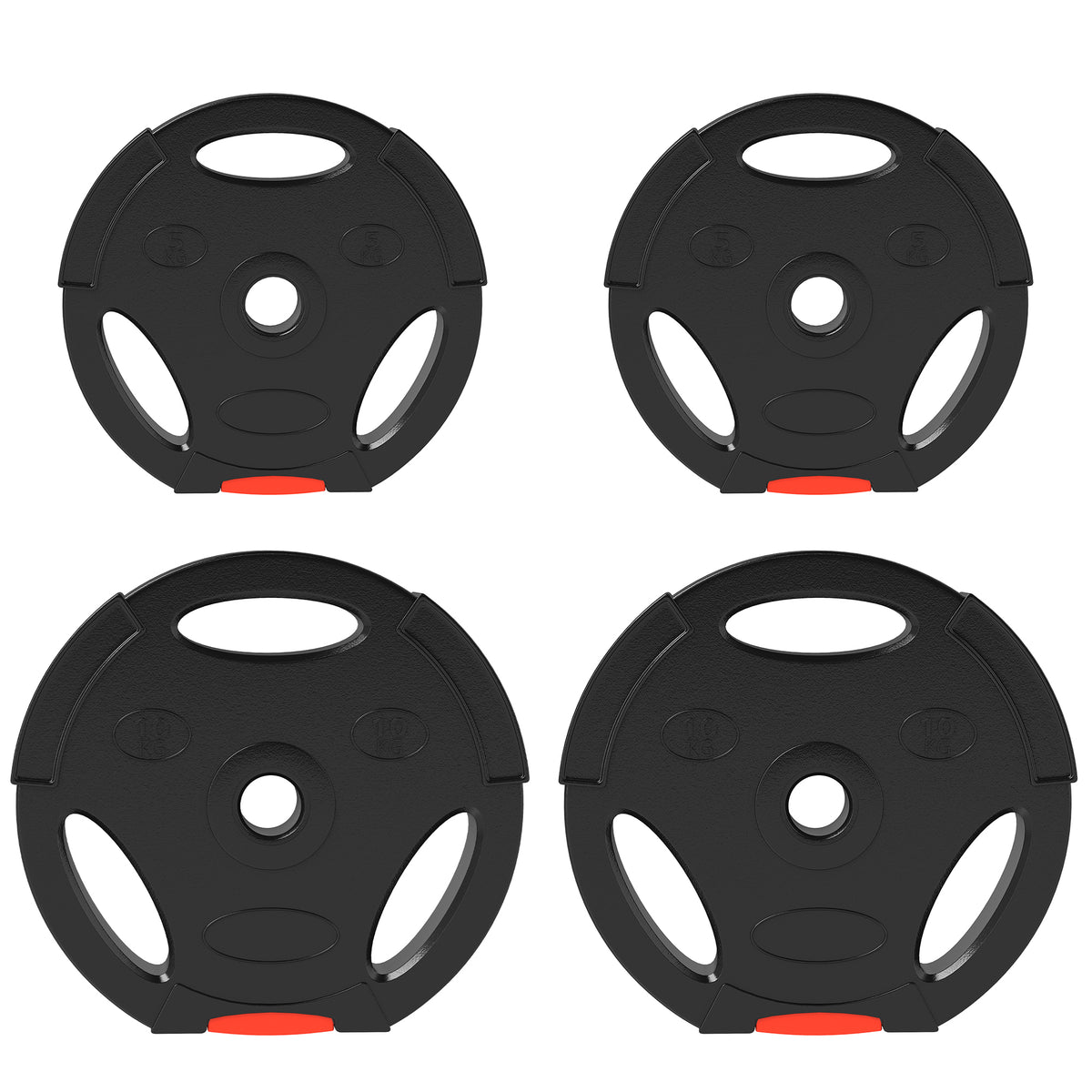 Photo of SPORTNOW Weight Plates Set, with Two 10kg and Two 5kg weights, Black in Black colour on a white background