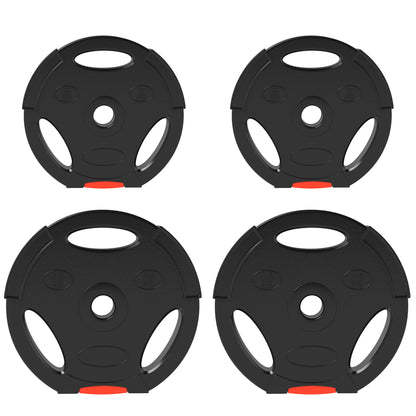 SPORTNOW weight plates set with four black plates, grip handles and red accents