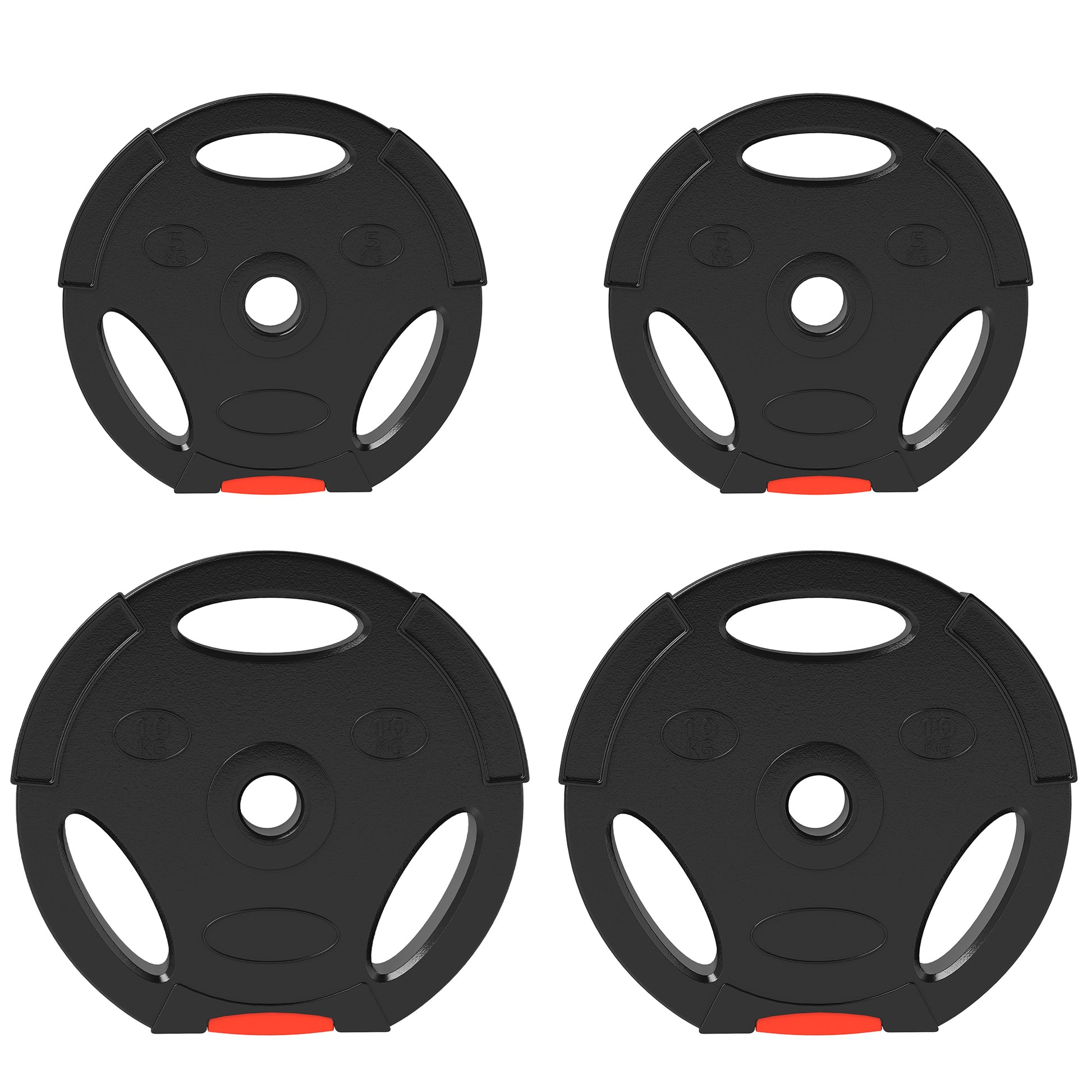 Photo of SPORTNOW Weight Plates Set, with Two 10kg and Two 5kg weights, Black in Black colour on a white background